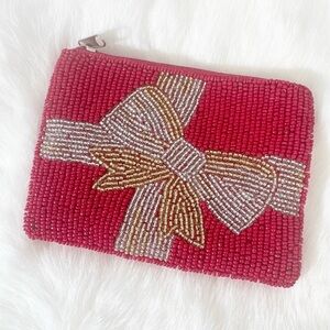 BOUTIQUE Beaded Bow Clutch Coin Purse